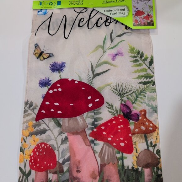 Meadow Creek Hand Stitched Recycled Fabric Embroidered Garden Flag Women Owned - Picture 2 of 6